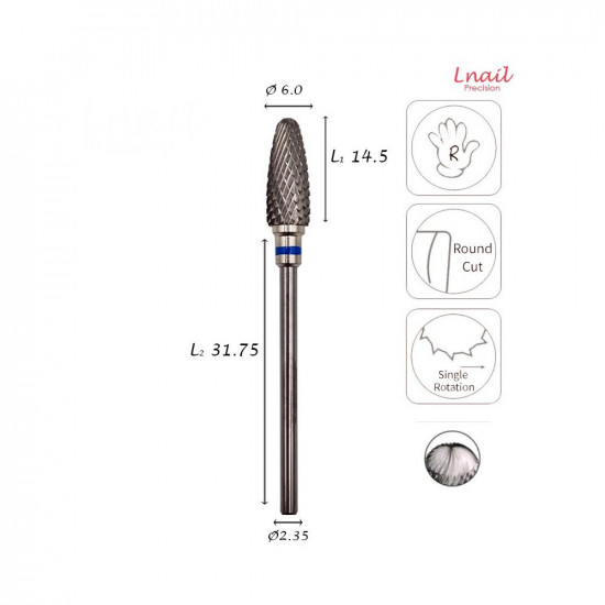 Lnail Premium Carbide Bit Set 01 with 6 bits for manicure, pedicure and professional salon applications