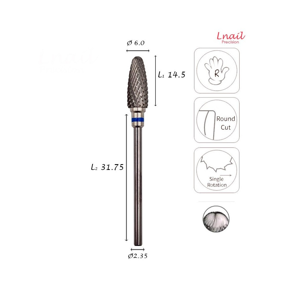 Lnail Premium Carbide Bit Set 01 with 6 bits for manicure, pedicure and professional salon applications
