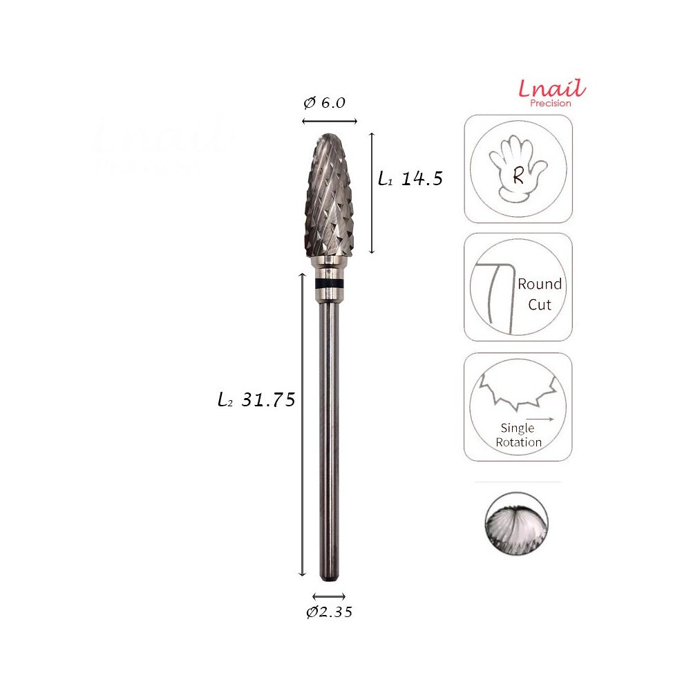 Lnail Premium Carbide Bit Set 01 with 6 bits for manicure, pedicure and professional salon applications