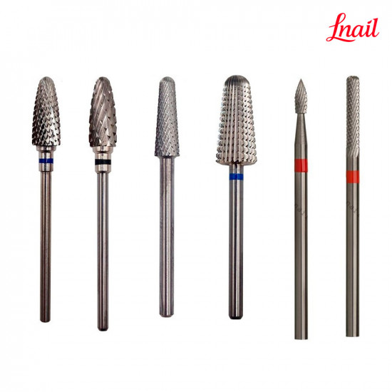 Lnail Premium Carbide Bit Set 01 with 6 bits for manicure, pedicure and professional salon applications