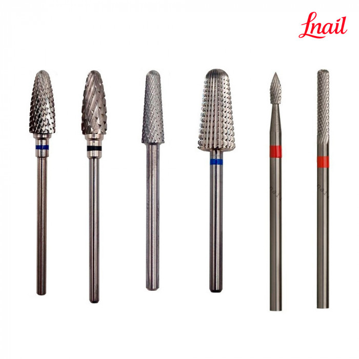 Lnail Premium Carbide Bit Set 01 with 6 bits for manicure, pedicure and professional salon applications