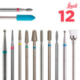 Set Premium di Frese Diamantate Lnail 02 con 12 strumenti per manicure, preparazione, pulizia e uso professionale