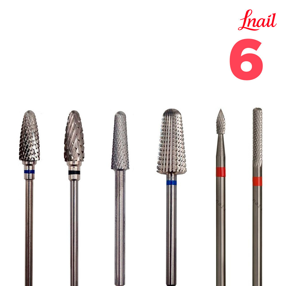 Lnail Premium Carbide Bit Set 01 with 6 bits for manicure, pedicure and professional salon applications