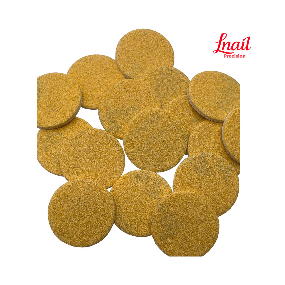 Pack Lnail de 50 discos abrasivos fine amarillo 240# Ø20 mm para pedicura y trabajo abrasivo profesional
