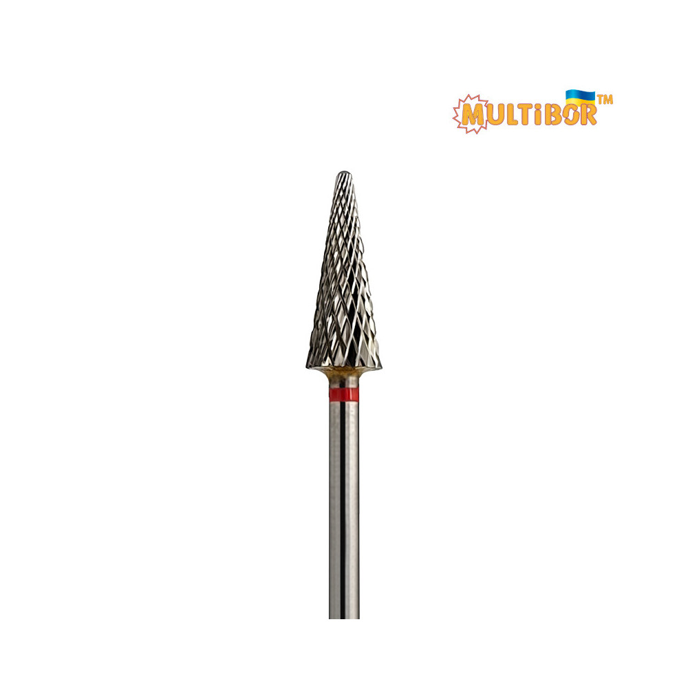 Fresa conica in metallo duro Multibor Ø6,0 mm taglio incrociato fine LL 15,0 mm per manicure e pedicure