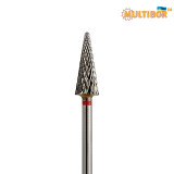 Fresa conica in metallo duro Multibor Ø6,0 mm taglio incrociato fine LL 15,0 mm per manicure e pedicure