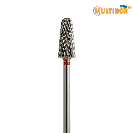 Fresa conica in metallo duro Multibor Ø6,0 mm taglio incrociato fine LL 15,0 mm per manicure e pedicure