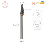 Fresa conica in metallo duro Multibor Ø5,0 mm taglio incrociato fine LL 14,0 mm per manicure e pedicure