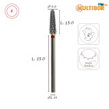 Fresa conica in metallo duro Multibor Ø4,0 mm taglio incrociato fine LL 15,0 mm per manicure e pedicure