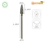 Fresa conica in metallo duro Multibor Ø5,0 mm taglio incrociato grosso LL 14,0 mm per rimuovere gel e acrilico