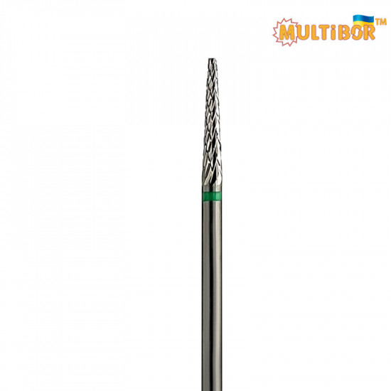 Fresa conica in metallo duro Multibor Ø2,0 mm taglio incrociato grosso LL 15,0 mm per rimuovere gel e acrilico