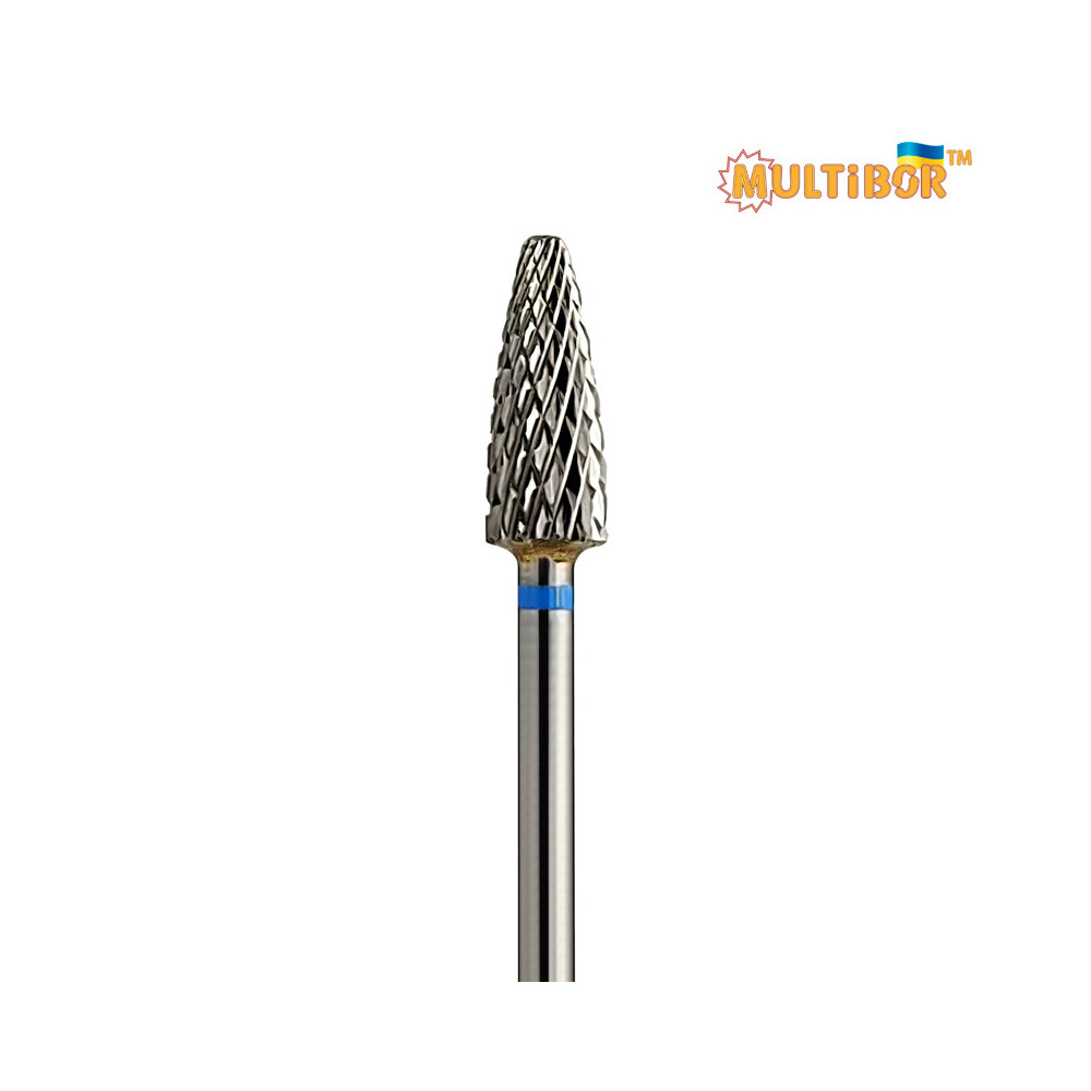 Fresa cónica de carburo Multibor Ø5,0 mm corte cruzado medio LT 14,0 mm para corregir gel y acrílico