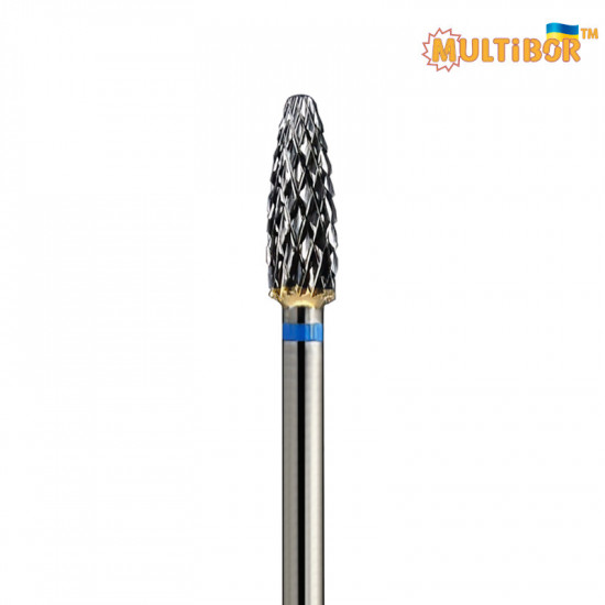 Fresa de carburo maíz Multibor Ø4,0 mm corte cruzado medio LT 14,0 mm para corregir gel y acrílico