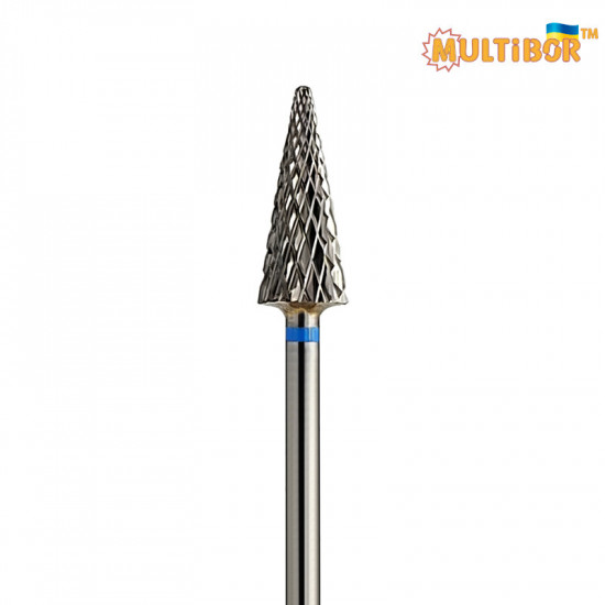 Fresa conica in metallo duro Multibor Ø6,0 mm taglio incrociato medio LL 15,0 mm per gel e acrilico