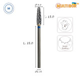 Fresa cónica de carburo Multibor Ø4,0 mm corte cruzado medio LT 15,0 mm para corregir gel y acrílico