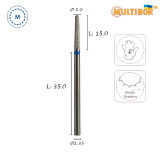 Fresa conica in metallo duro Multibor Ø2,0 mm taglio incrociato medio LL 15,0 mm per correzione di gel e acrilico