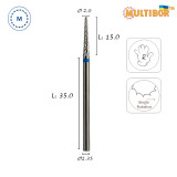 Fresa cónica de carburo Multibor Ø2,0 mm corte cruzado medio LT 15,0 mm para corrección precisa de gel y acrílico