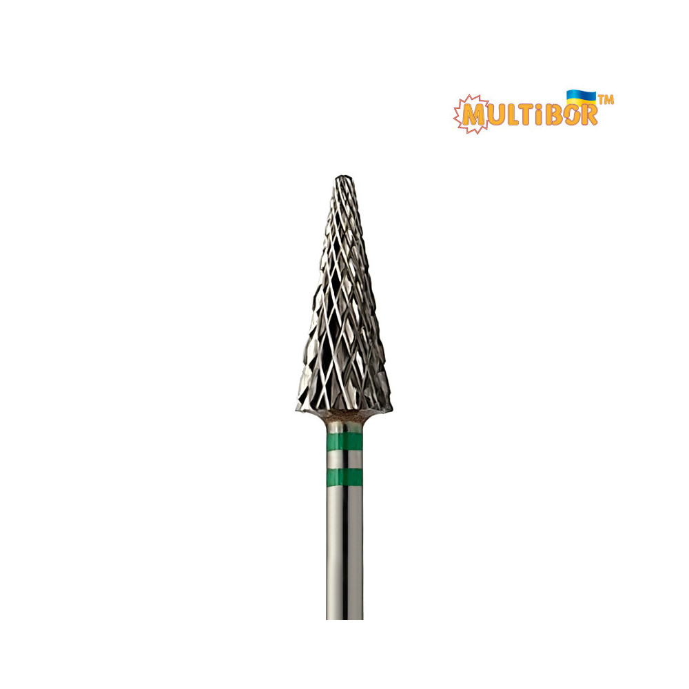 Multibor carbide cone bit Ø6.0 mm coarse cross cut WL 15.0 mm for left-handed gel and acrylic removal
