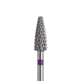 Fresa de carburo cónica F-Freza Ø5,0 mm Violeta corte cruzado LT 13,0 mm para gel, acrílico y polygel