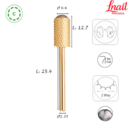 fresa-carburo-cilindrica-lnail-6-6mm-gruesa-recubrimiento-dorado-corte-cruzado-12-7mm-izquierda-derecha