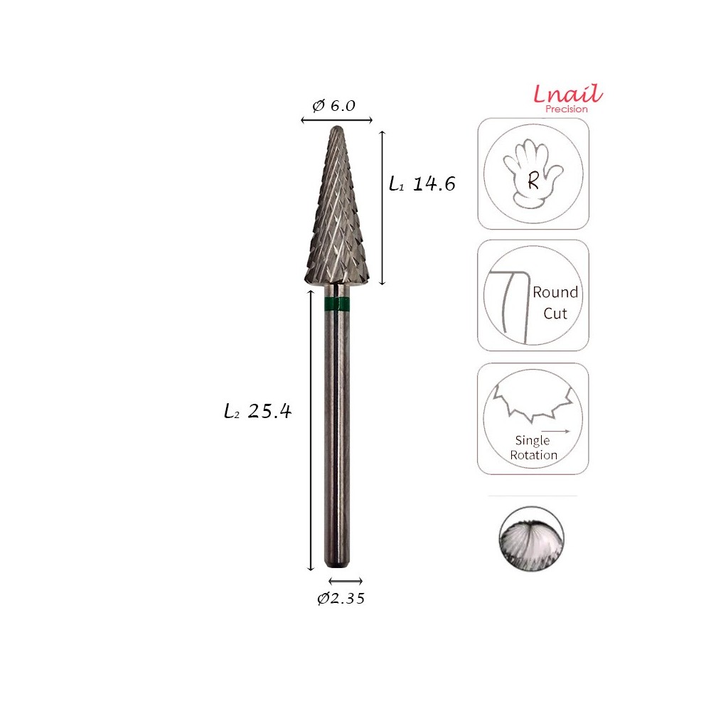 Hartmetall Konus 6,0 mm Grob Super Cut 14,6 mm