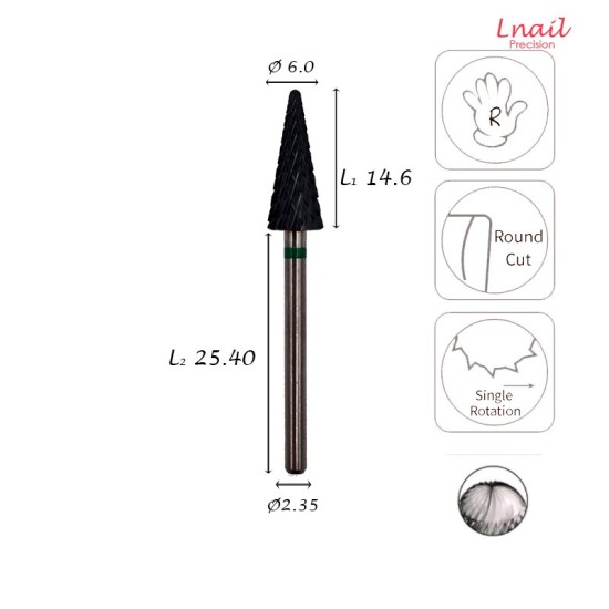 Fresa Carburo 6,0mm Gruesa Corte Cruzado DLC AL 14,6mm