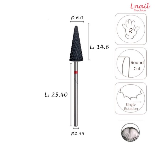 Fresa Carburo 6,0mm Fina Corte Cruzado DLC AL 14,6mm