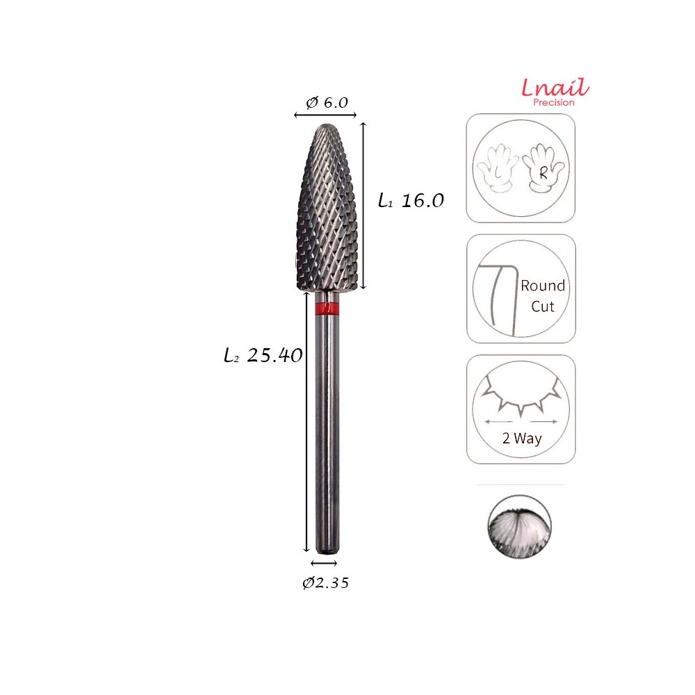 Fresa Llama 6,0mm Fina Corte Cruzado AL 16,0mm L/R