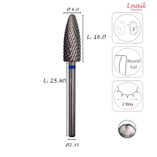 Fresa Llama 6,0mm Media Corte Cruzado AL 16,0mm L/R