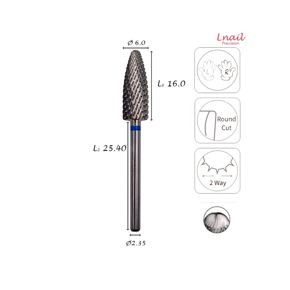 Fresa Fiamma 6,0mm Media Taglio Incrociato AL 16,0mm L/R