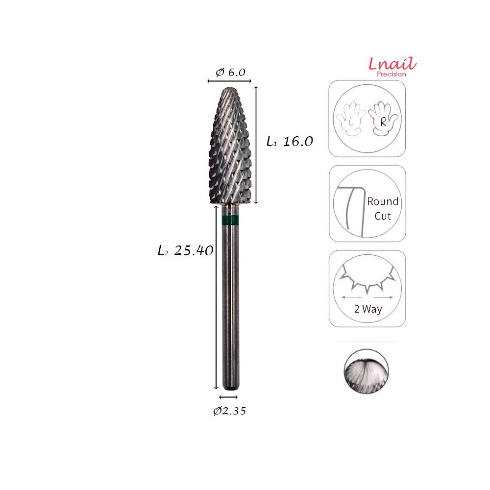 Hartmetall Flamme 6,0 mm Grob Kreuzverzahnung AL 16,0 mm L/R