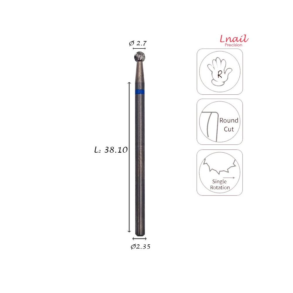 Fresa Sfera 2,7mm Media Taglio Incrociato LL 2,7mm