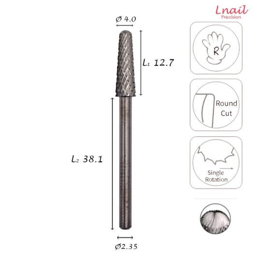 Fresa Cono 4,0mm Extra Gruesa Corte Cruzado LT 12,7mm