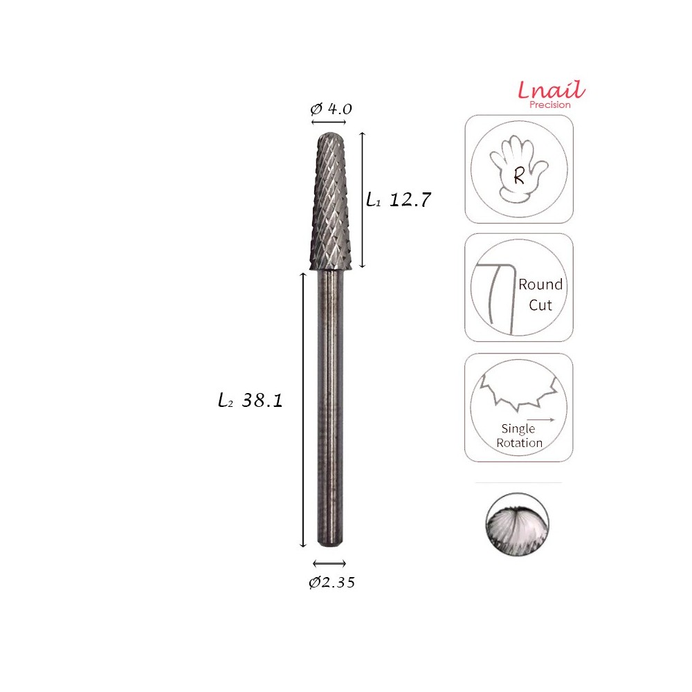Hartmetall Konus 4,0 mm Extra Grob Kreuzverzahnung AL 12,7 mm