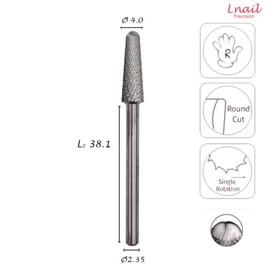 Fresa Cono 4,0mm Fine Taglio Incrociato LL 12,7mm