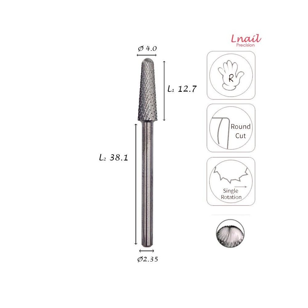 Fresa Cono 4,0mm Media Corte Cruzado LT 12,7mm