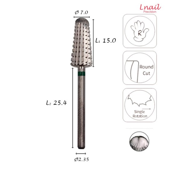 Hartmetall Volcano 7,0 mm Grob Längsverzahnung AL 15,0 mm