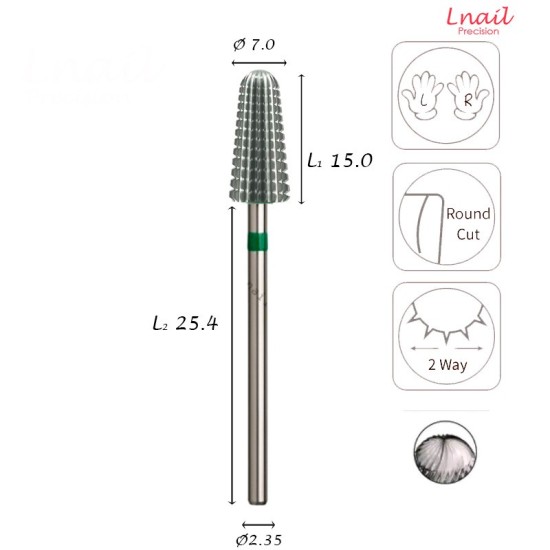 Fresa Volcano 7,0mm Grossa Taglio Longitudinale LL 15,0mm L/R