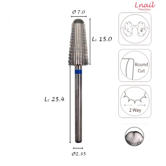 Fresa Volcano 7,0mm Media Corte Longitudinal LT 15,0mm L/R