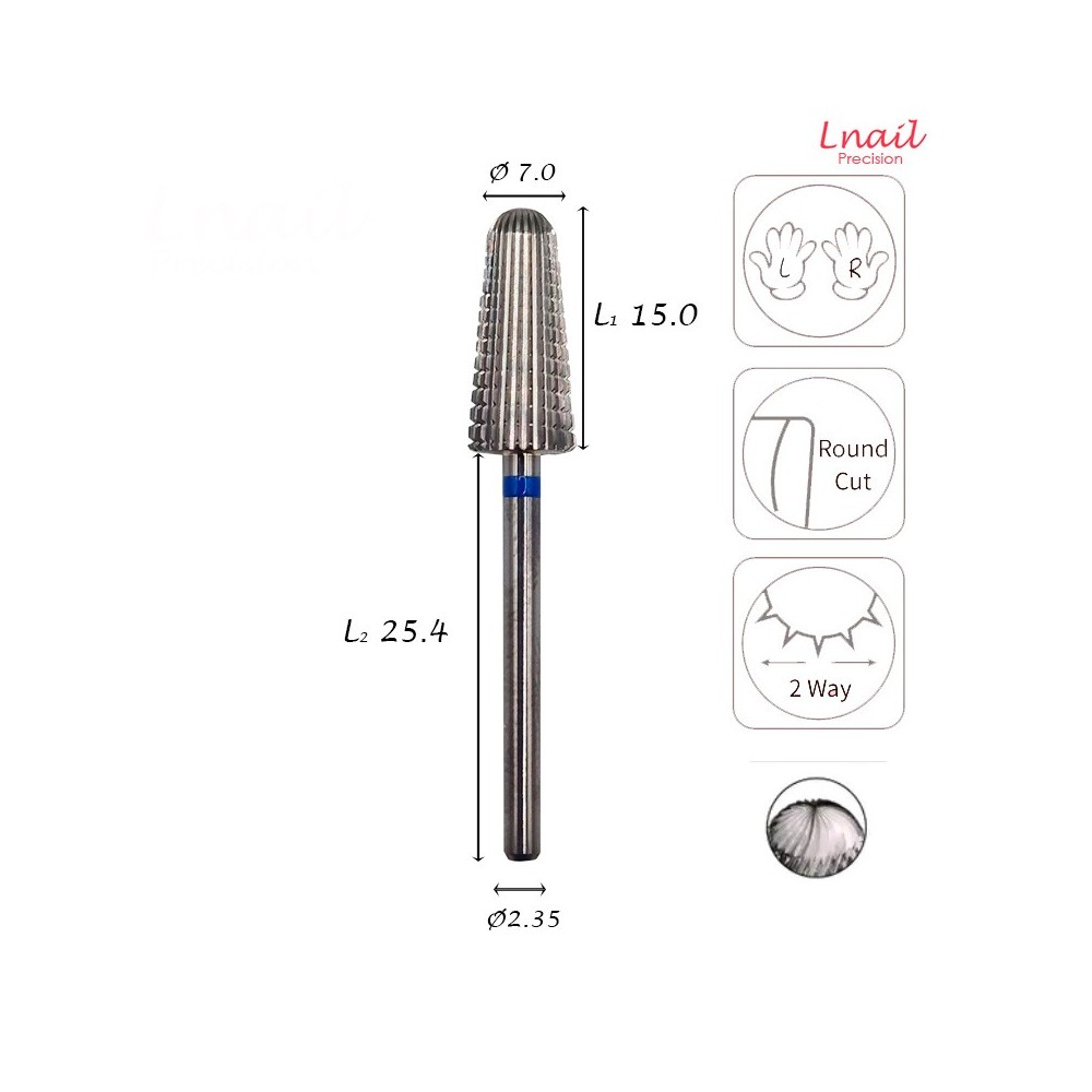Hartmetall Volcano 7,0 mm Mittel Längsverzahnung AL 15,0 mm L/R