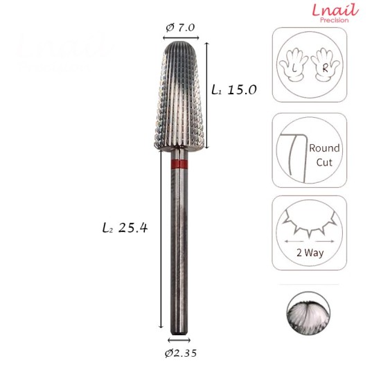 Carbide Volcano Bit 7.0mm Fine Long Cut WL 15.0mm L/R