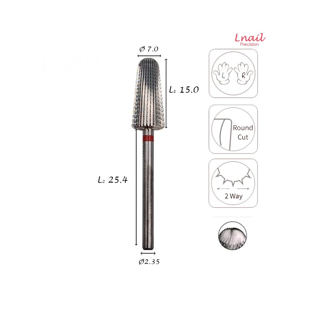 Carbide Volcano Bit 7.0mm Fine Long Cut WL 15.0mm L/R