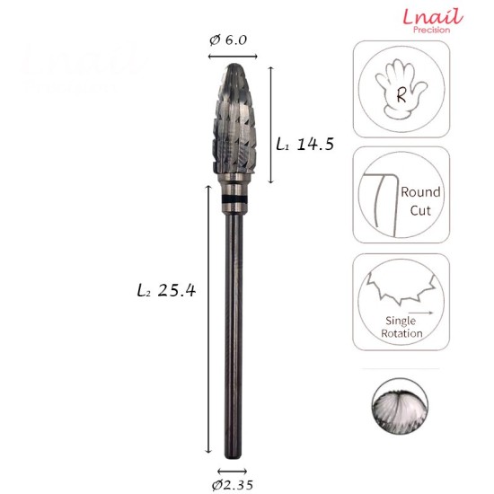 Hartmetall Mais 6,0 mm Extra Grob Längsverzahnung AL 14,5 mm