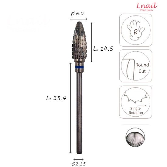 Hartmetall Mais 6,0 mm Mittel Längsverzahnung AL 14,5 mm
