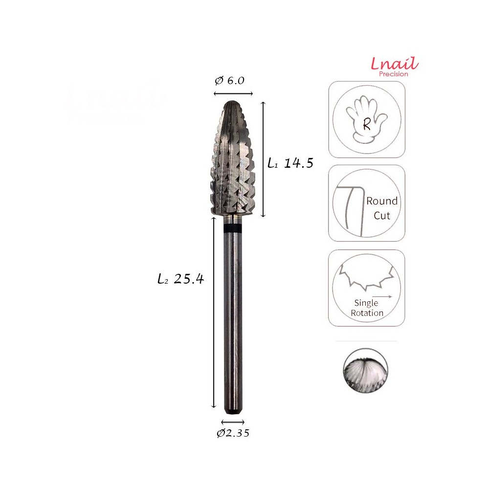 Fresa Typhoon 6,0mm Extra Grossa Taglio Longitudinale LL 14,5mm