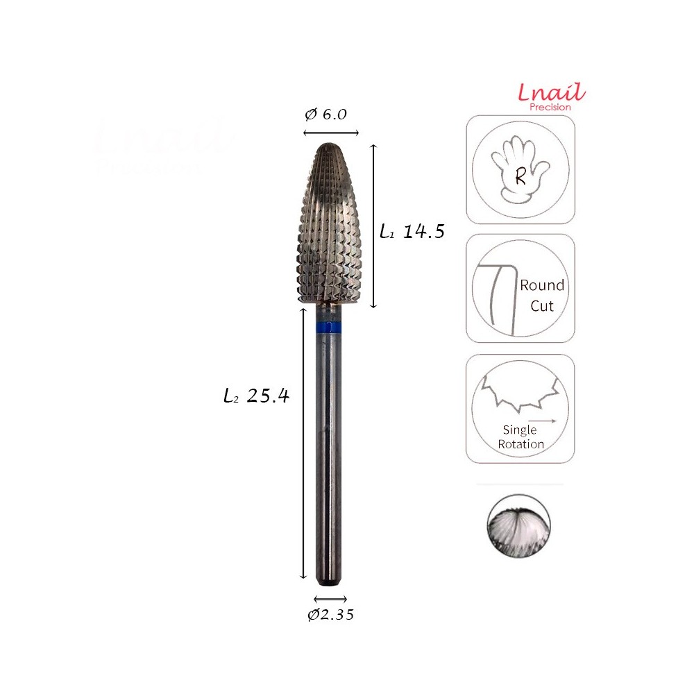 Fresa Typhoon 6,0mm Media Taglio Longitudinale LL 14,5mm