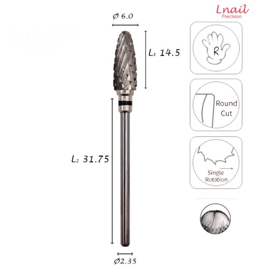 Fresa Mais 6,0mm Extra Grossa Taglio Incrociato LL 14,5mm