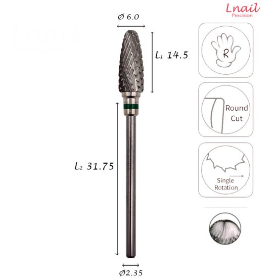 Carbide Corn Bit 6.0mm Coarse Cross Cut WL 14.5mm