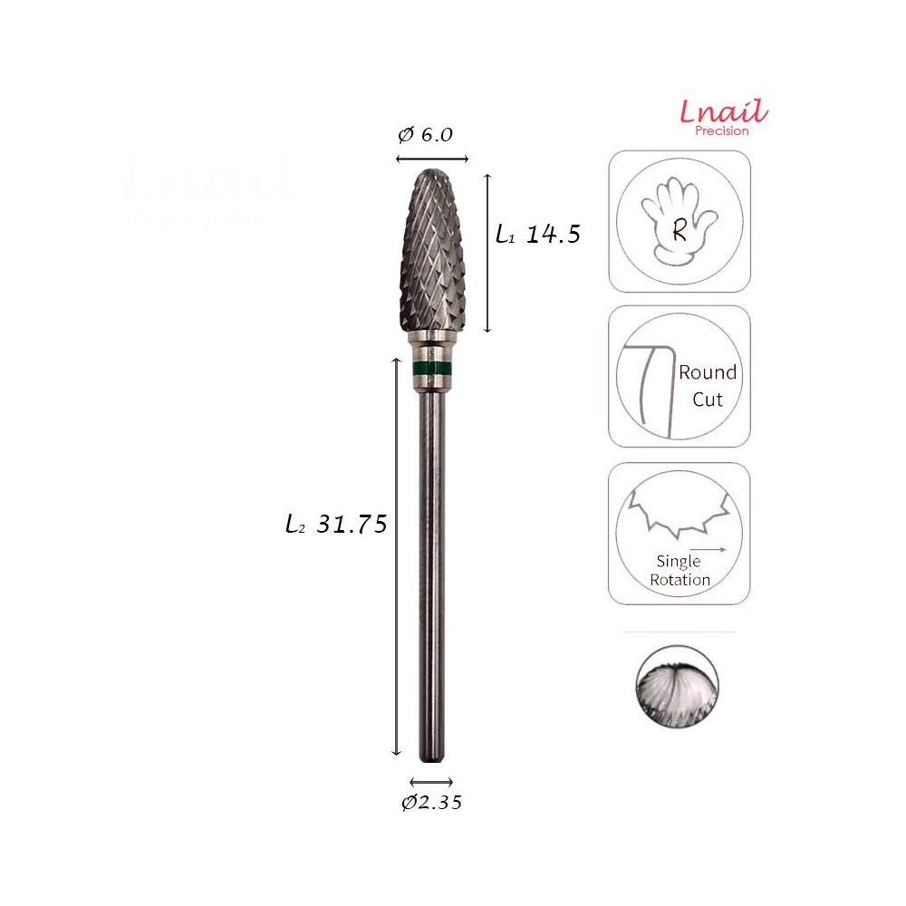 Carbide Corn Bit 6.0mm Coarse Cross Cut WL 14.5mm