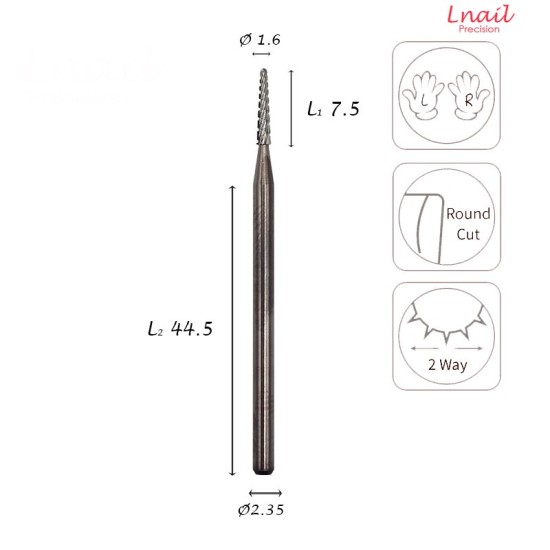Fresa Cono 1,6mm Remove Ornaments Corte Cruzado LT 7,5mm L/R